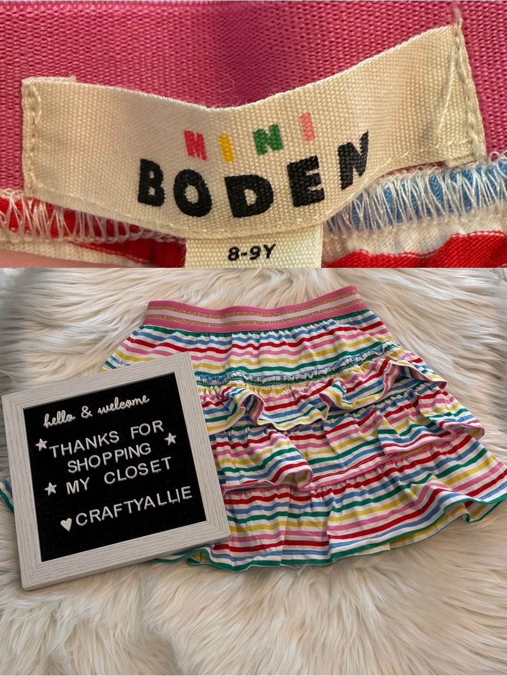 Mini Boden Kids' Multi-Striped Tiered Ruffle Cotton Skort | Girls 8-9Y